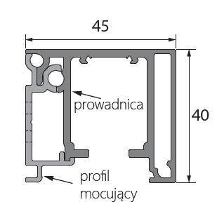 Prowadnica z profilem mocującym MANTION SAF-SLIM 11108SMC/SP2, czarne aluminium, do drzwi o szerokości powyżej 1460 mm