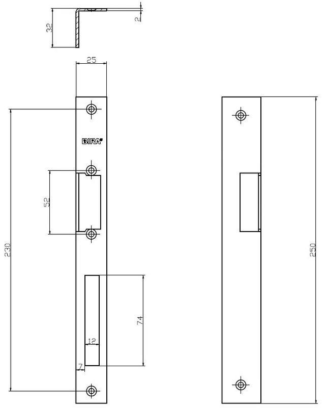 Blacha kątowa do elektrozaczepów BIRA OK-K5 – szczegóły wykonania