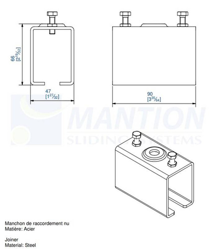 Łącznik szyny MANTION 5041M, ocynk