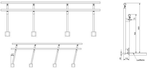 Obustronna poręcz do ramp najazdowych ALTEC AOL-R, 3990 mm (081.40.717)