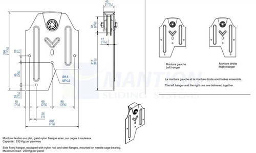 Wózek 2-kołowy MANTION 0250A, koła nylonowe
