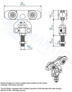 Wózek 4-kołowy MANTION 9245N, koła nylonowe