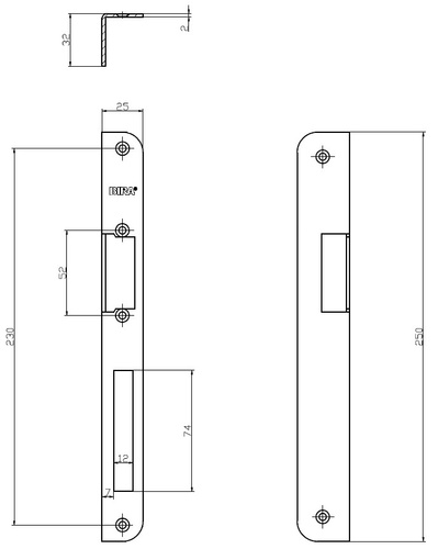 Blacha kątowa do elektrozaczepów BIRA OK-K9, ocynk