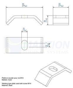 Płytka montażowa do wspawania MANTION 0065, stal czarna