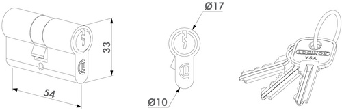 Wkładka symetryczna 54 mm Locinox 3012-54-STD, nikiel