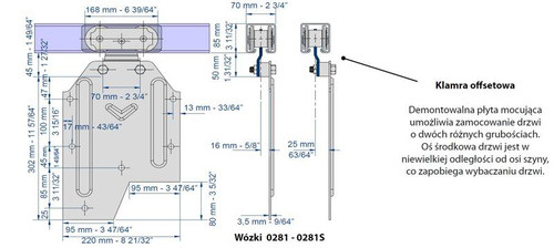 Wózek 4-kołowy z mocowaniem bocznym MANTION 0281S, ocynk