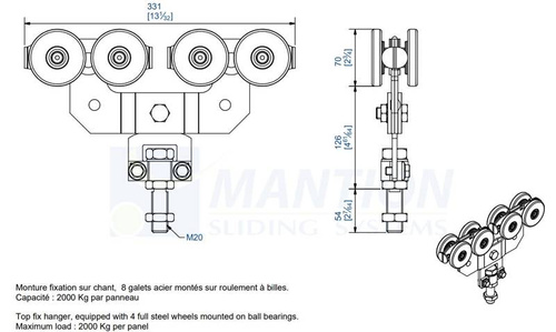 Wózek 8-kołowy MANTION 2288S, ocynk