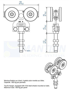 Wózek 4-kołowy MANTION 2265AL, ocynk