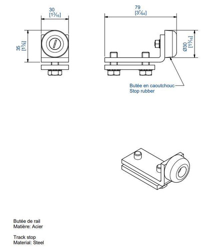 Stoper szyny MANTION 9149, ocynk
