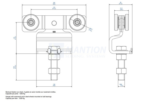 Wózek 4-kołowy MANTION 9264S, ocynk