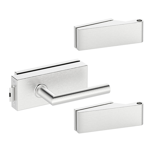 Zestaw okuć do drzwi szklanych Metal-Bud inox kwadratowy, bez przebicia