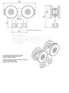 Wózek 4-kołowy do haków MANTION 2862, koła nylonowe