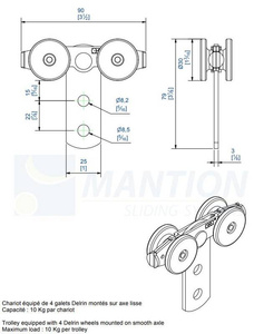 Wózek 4-kołowy MANTION 0732, koła Delrin