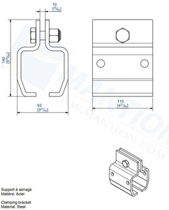 Uchwyt sufitowy do płaskownika MANTION 9062N, ocynk