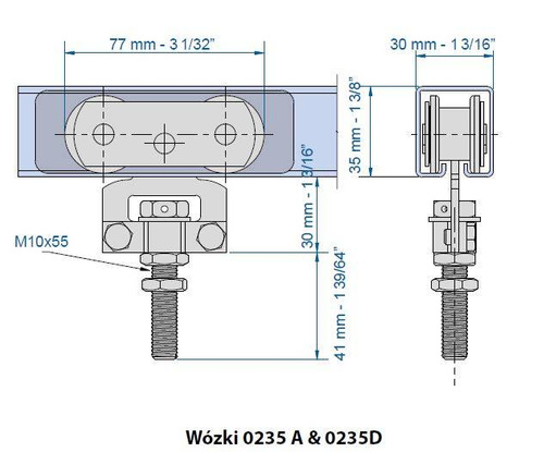Wózek 4-kołowy MANTION 0235D, koła Delrin