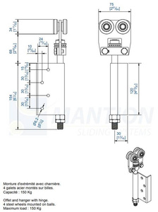 Wózek 4-kołowy z kątownikiem MANTION 9342E, ocynk