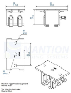 Początkowy uchwyt sufitowy MANTION 3634M, ocynk