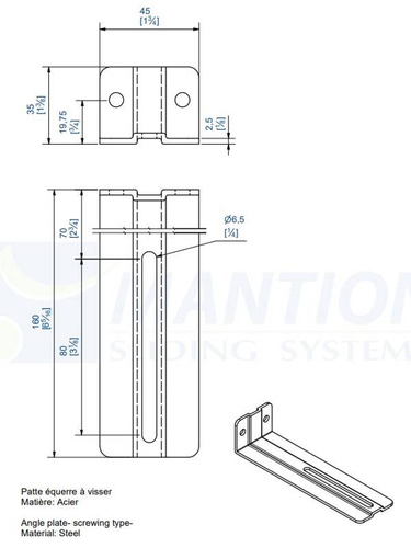 Przedłużony uchwyt mocujący szynę poziomą MANTION 7153L, ocynk