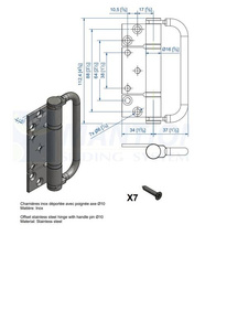 Zawias skrzydłowy z uchwytem MANTION 1510DPXA2, stal nierdzewna