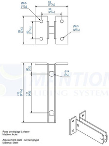 Podwójny regulowany uchwyt ścienny do przykręcenia MANTION 6261, ocynk