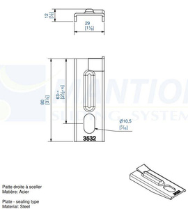 Uchwyt ścienny do wbetonowania MANTION 3532, ocynk