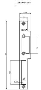 Blacha płaska, zamknięta do elektrozaczepów BIRA OK-C3, stal nierdzewna