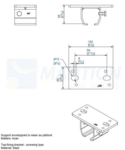 Uchwyt sufitowy MANTION 9048H, ocynk