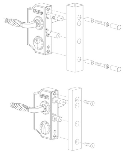 Nawierzchniowy zamek ozdobny mały Locinox LAKY F2 na profil kwadratowy 40-50 mm
