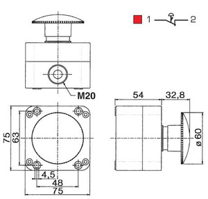 Grzybkowy przycisk bezpieczeństwa PQ01P6N