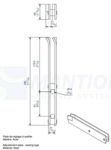 Podwójny regulowany uchwyt ścienny do wbetonowania MANTION 6260, ocynk