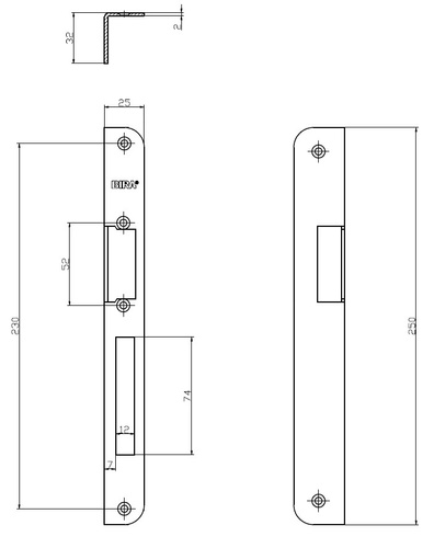 Blacha kątowa do elektrozaczepów BIRA OK-K8, ocynk