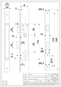 Zamek profilowy wąski IBFM typ 2501, zaczep hakowy
