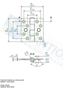 Zawias przykręcany MANTION 11508X, Ø12 mm, stal nierdzewna AISI 304