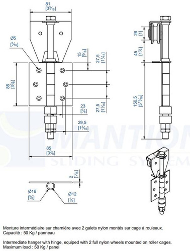 Wózek 4-kołowy MANTION BOB50, koła poliamidowe