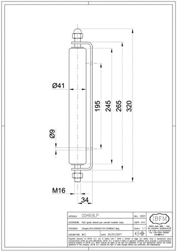 Nylonowy przedłużony prowadnik rolkowy z podporą boczną IBFM, typ 469LP