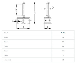 Regulowany podwójny sufitowy uchwyt szyny NIKO 21.B84, ocynk