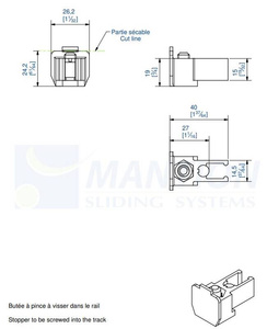 Stoper końcowy z blokadą MANTION 10213XA2, nylon