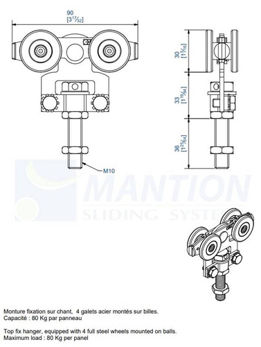 Wózek 4-kołowy MANTION 2235, ocynk
