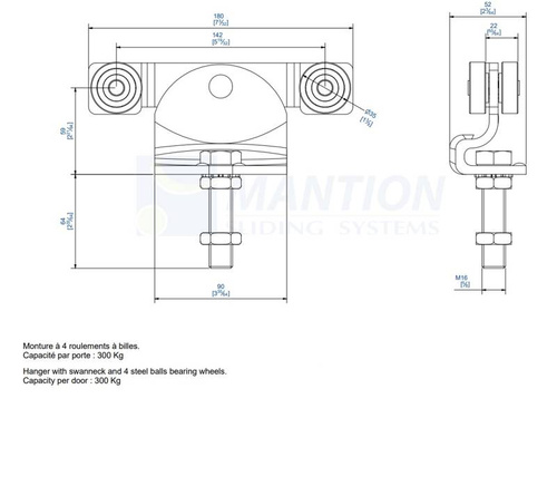 Wózek 4-kołowy MANTION 9244, ocynk
