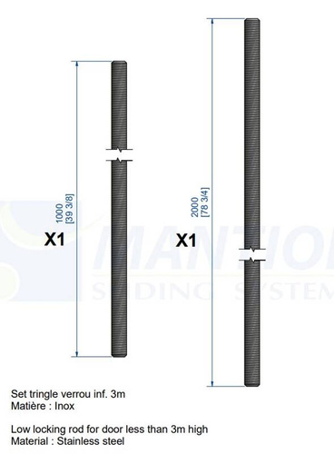 Zestaw prętów do zamka ryglowego MANTION GH10430KL-01, do skrzydeł niższych niż 3 metry