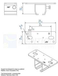 Uchwyt sufitowy MANTION 9018HXA4, stal kwasoodporna AISI 316