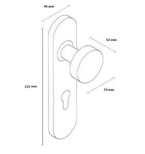 Gałka drzwiowa nierdzewna, płaska na długim szyldzie Metal-Bud