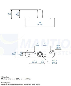 Dolna rolka stabilizująca MANTION 1102XA2, Ø13,5 mm, stal nierdzewna AISI 304