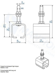 Regulowany uchwyt sufitowy MANTION 9061L, ocynk