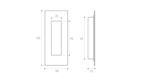 Uchwyt wpuszczany Metal-Bud prostokątny, nierdzewny