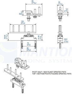 Zestaw czopa górnego i dolnego MANTION 1101PFHB, stal nierdzewna