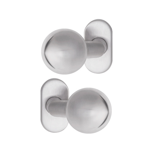 Gałka drzwiowa ukośna na szyldzie owalnym, nierdzewna Metal-Bud