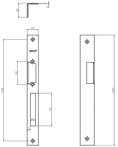 Blacha kątowa do elektrozaczepów BIRA OK-K4, ocynk