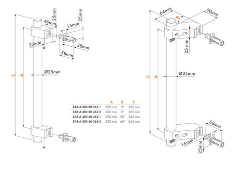 Stały uchwyt z anodowanego aluminium Locinox BAR-A