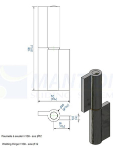 Zawias do wspawania MANTION 1512GJSOF, Ø12 mm, stal czarna